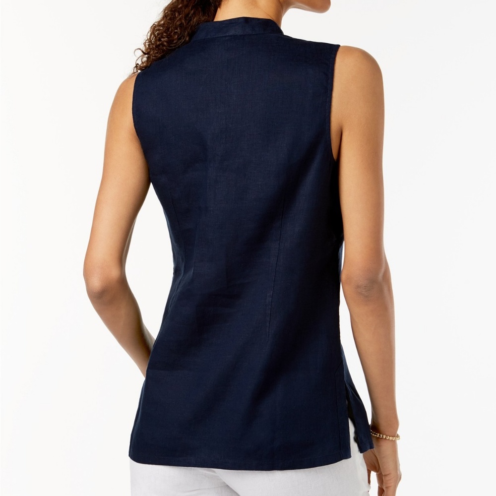 Charter Club Embroidered Linen Tunic NWT - Picture 2 of 4